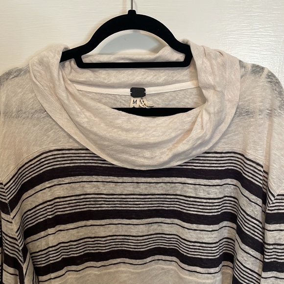 Free People Linen We the Free Seaside Cowl Neck Striped Crop Top - Picture 4 of 7